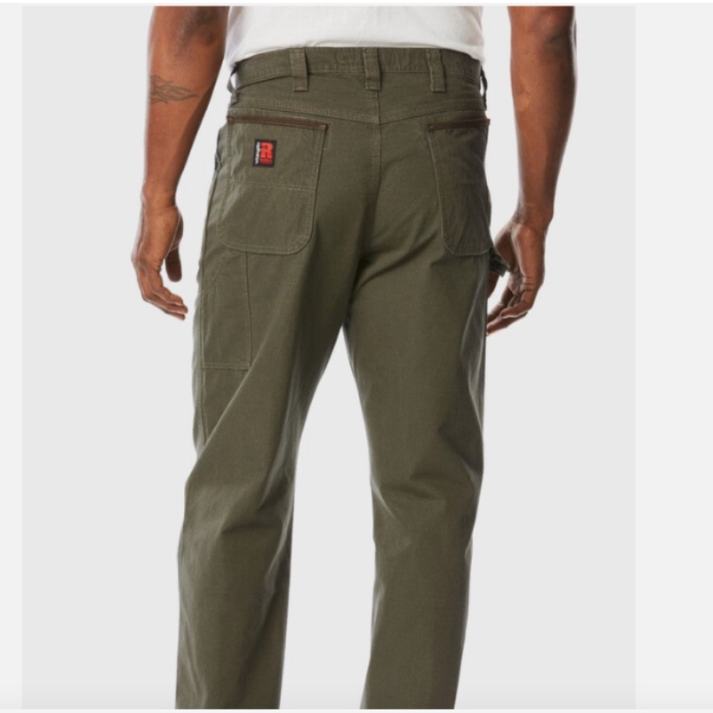 Wrangler Riggs Workwear Olive Green Canvas Ripsop Carpenter Workpants Men 38x32 - Picture 2 of 12